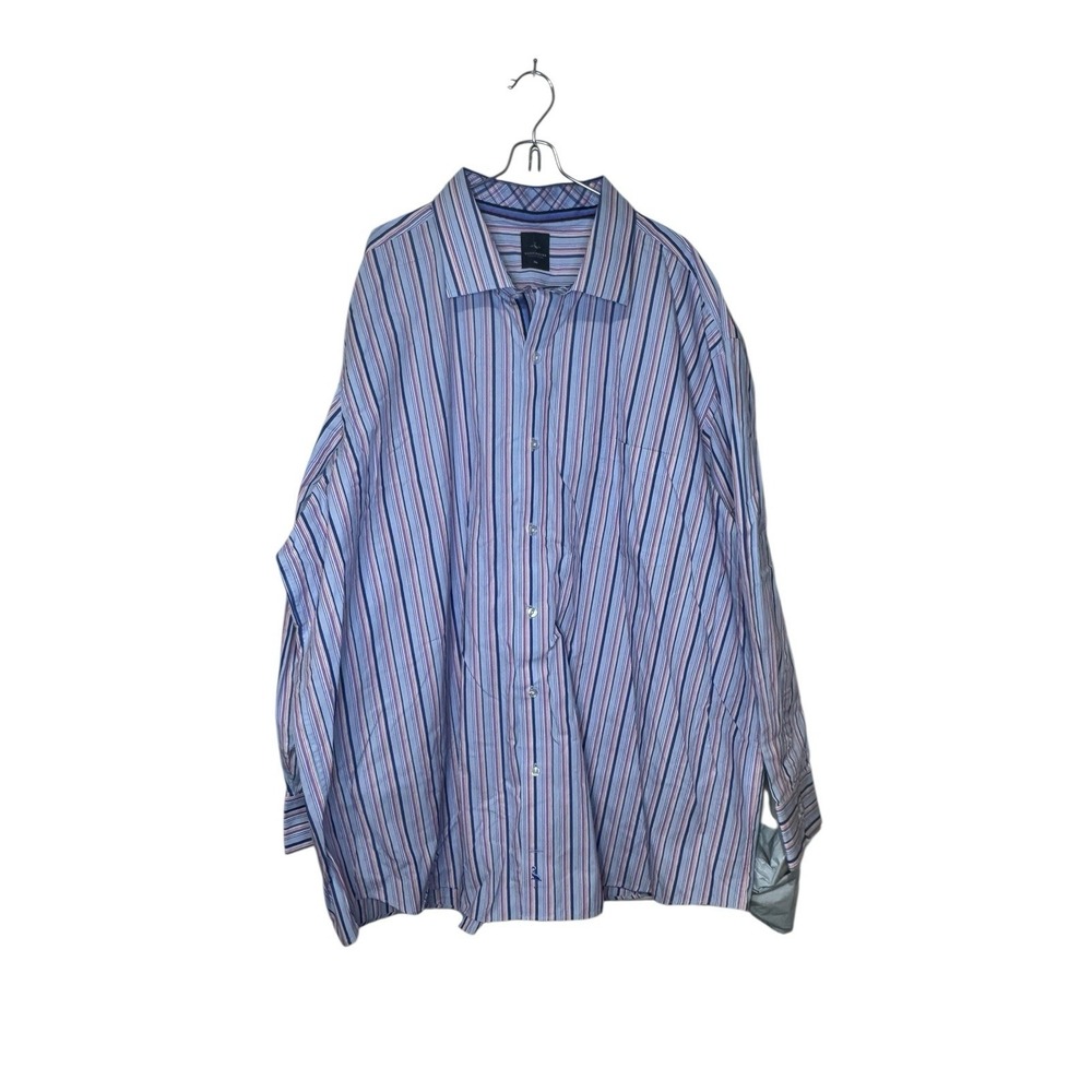 Tailorbyrd Mens Shirt Striped Button Up Long Sleeve Cuffed Multicolor Cotton 3XL